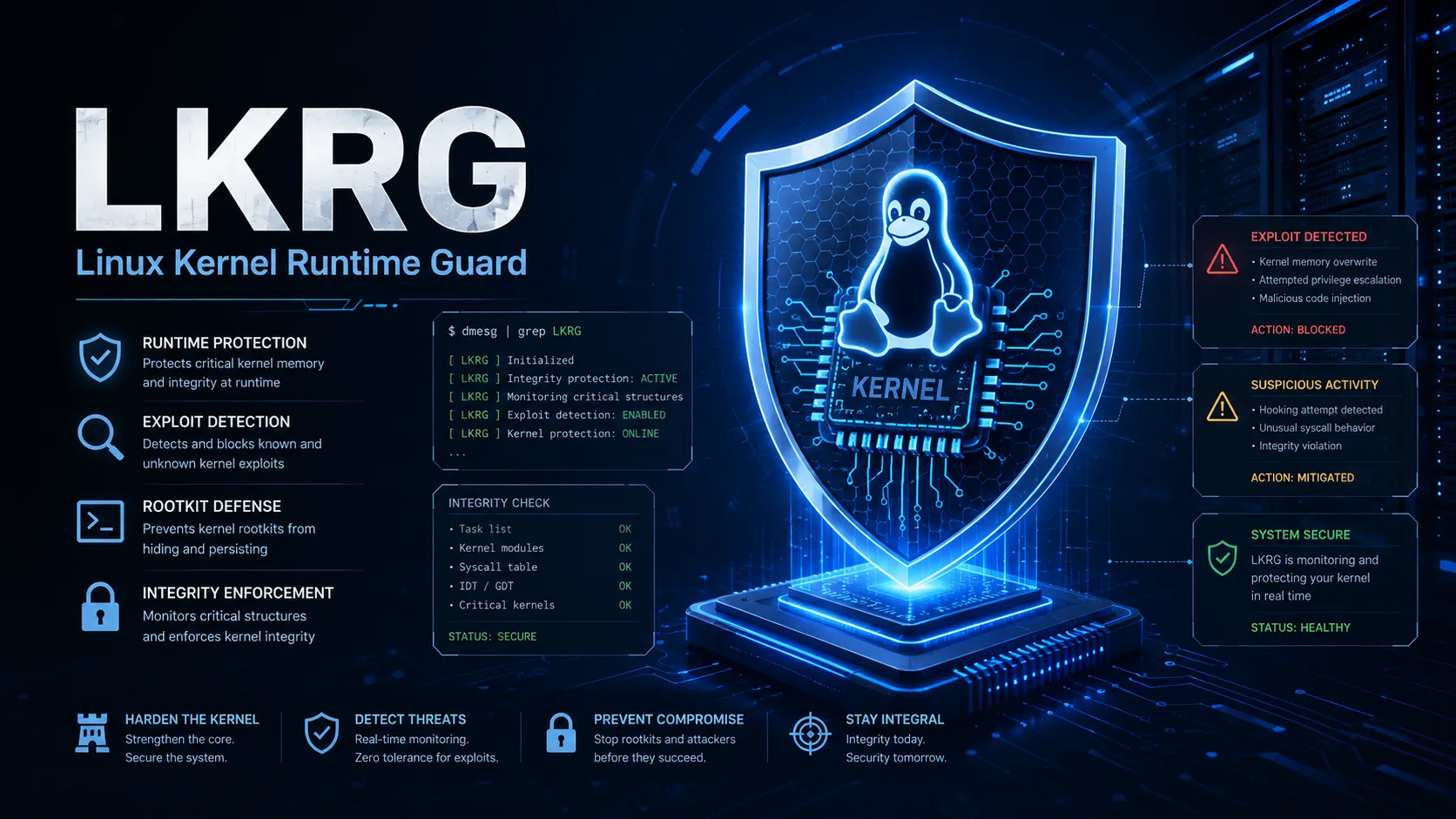 🛡 LKRG - защита Linux-ядра во время работы системы

LKRG - это Linux Kernel Runtime Guard, модуль я