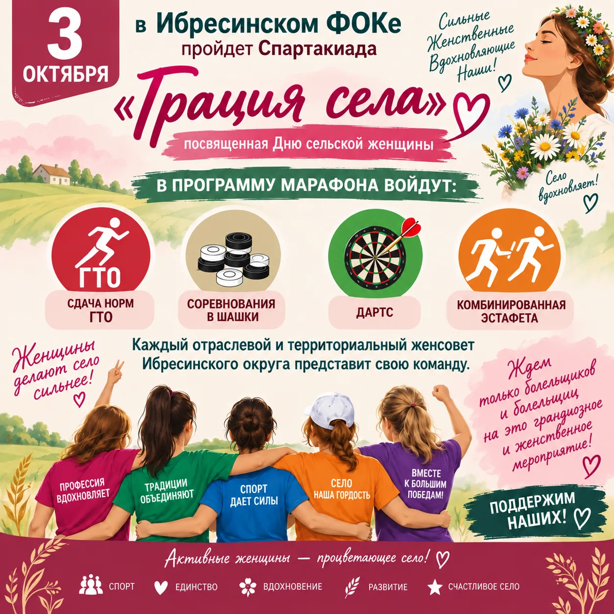 🌸 «Грация села»: праздник спорта и женской красоты в Ибресях! 🌸