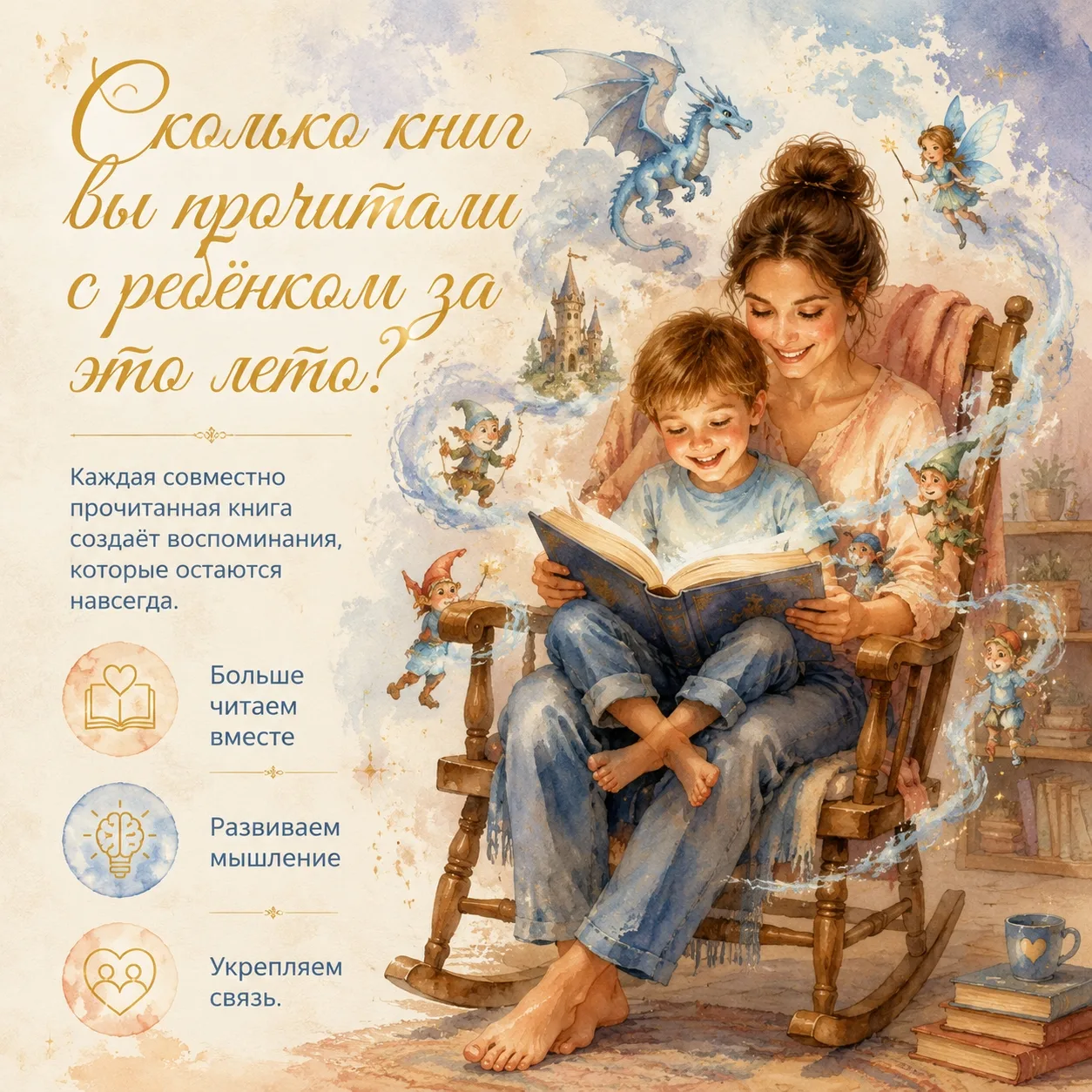 ☕Добрый вечер, уважаемые родители!
Тема совместного семейного чтения актуальна на первых годах жизни