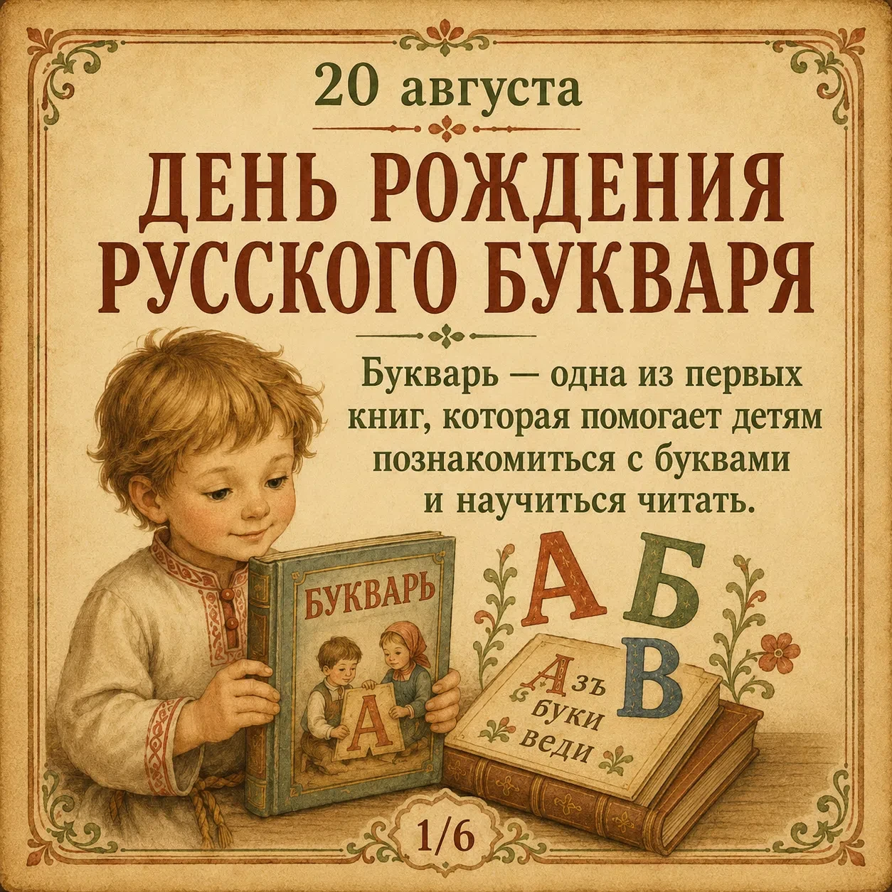 📖 20 августа — День рождения русского букваря!