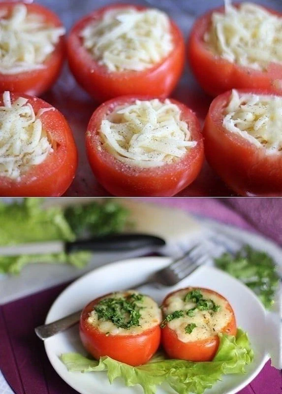 Помидоры, фаршированные куриным филе и овощами