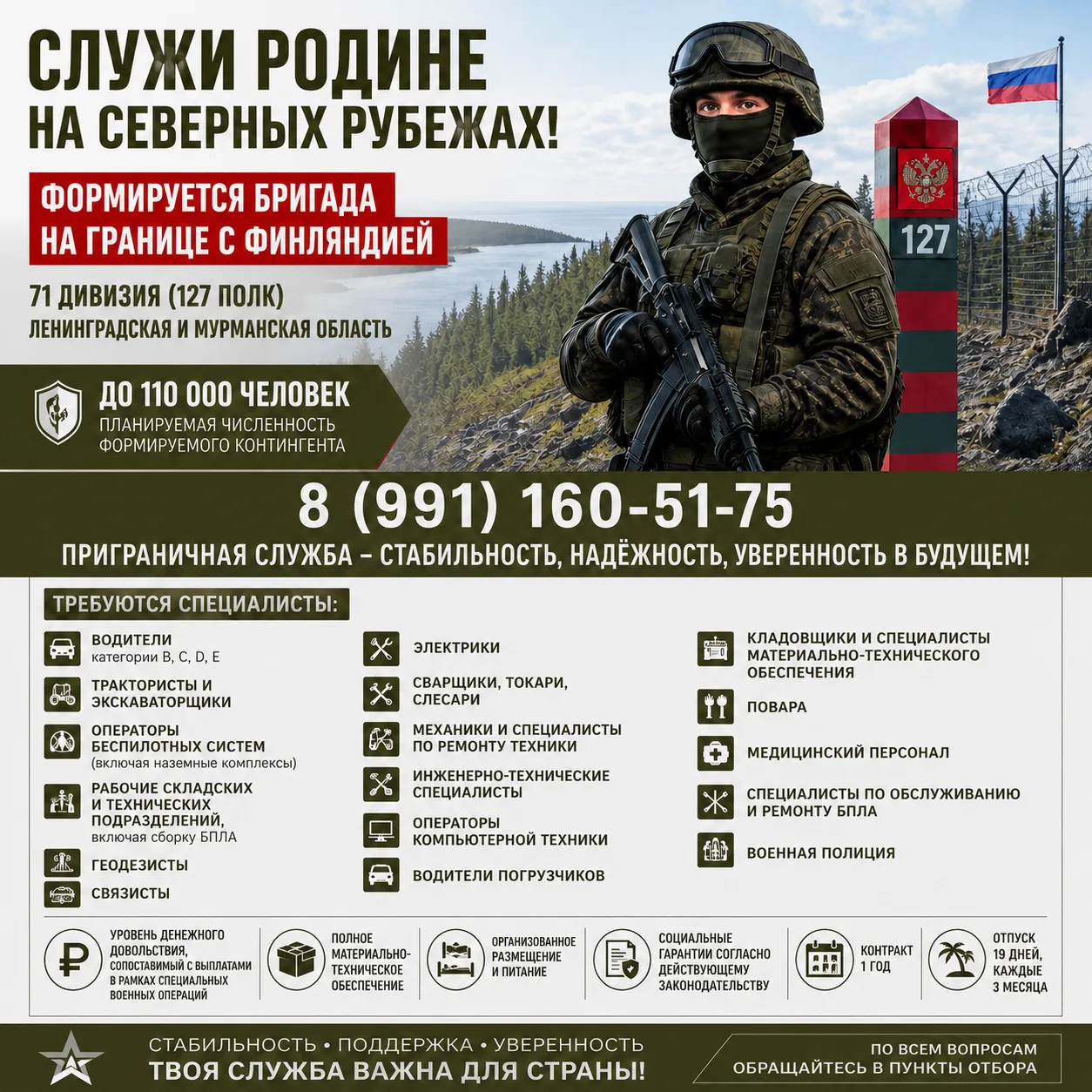 🇷🇺 Формируется бригада на границе с Финляндией

В Ленинградской и Мурманской области формируется в