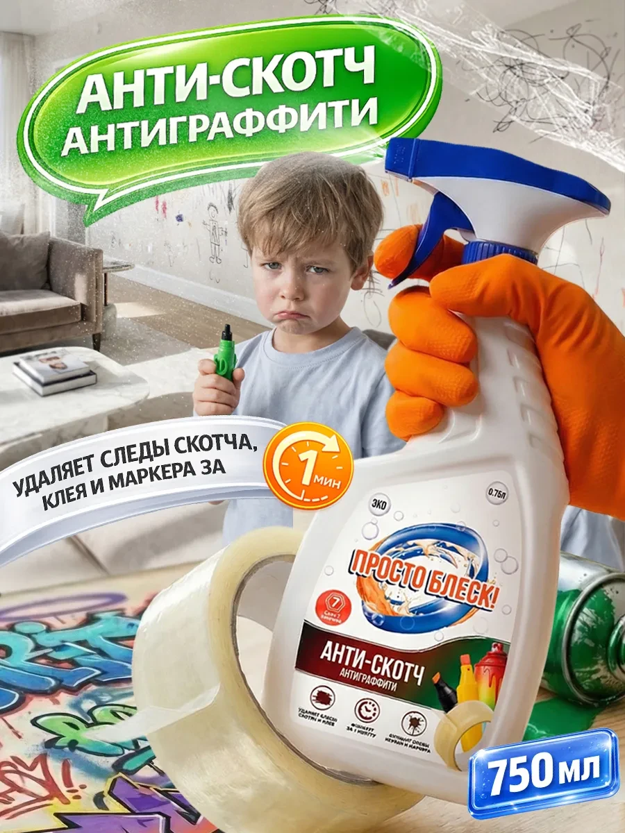 ⚡️ Антискотч, средство антиграффити, удалитель наклеек, 750мл, Просто блеск!