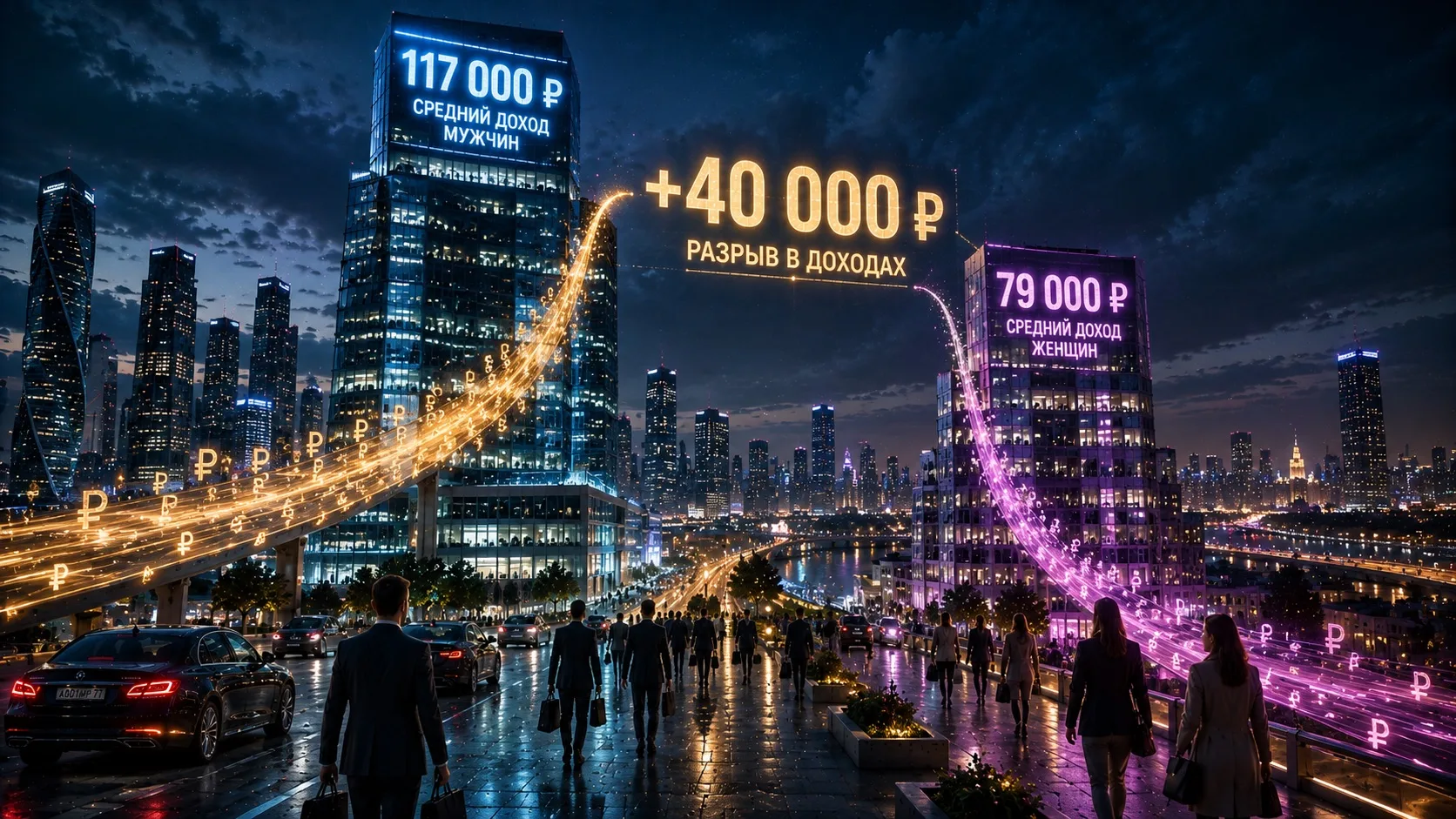 💼 Мужчины в России зарабатывают почти на 40 тыс. ₽ больше женщин