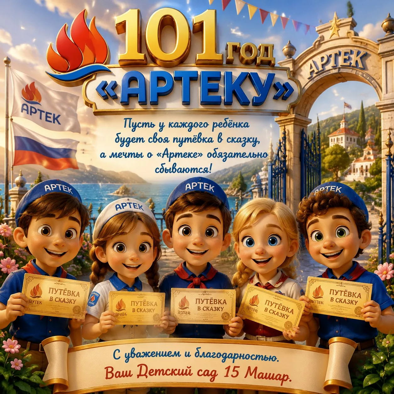 101 год «Артеку»! 🎉

Дорогие друзья, родители и воспитанники! Сегодня мы с огромной радостью и горд