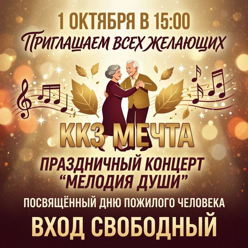 🍂 1 октября в 15:00 приглашаем всех желающих в ККЗ «Мечта» на праздничный концерт «Мел...