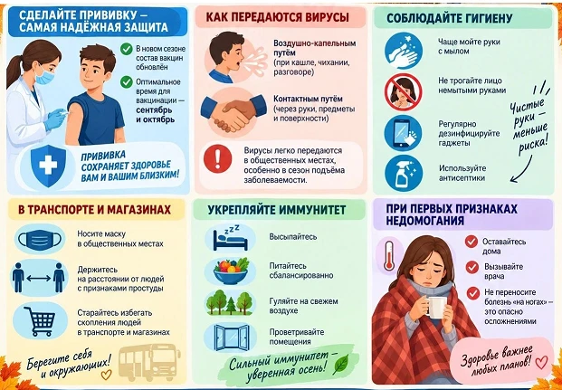 🩺 Сезон гриппа и ОРВИ начинается осенью: первый подъём заболеваемости  уже в середине ...