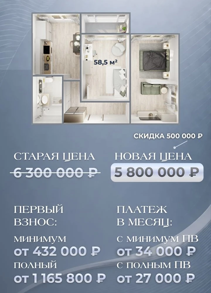 Дорожка квартир доступных для покупки с минимальным первоначальным взносом по т ипотеке и расчёты. З