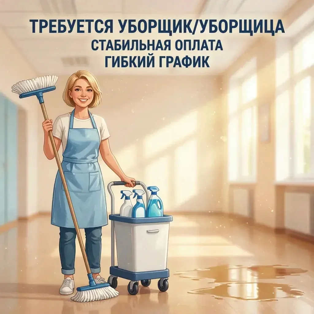Срочно требуется уборщик служебных помещений в спортивный центр!