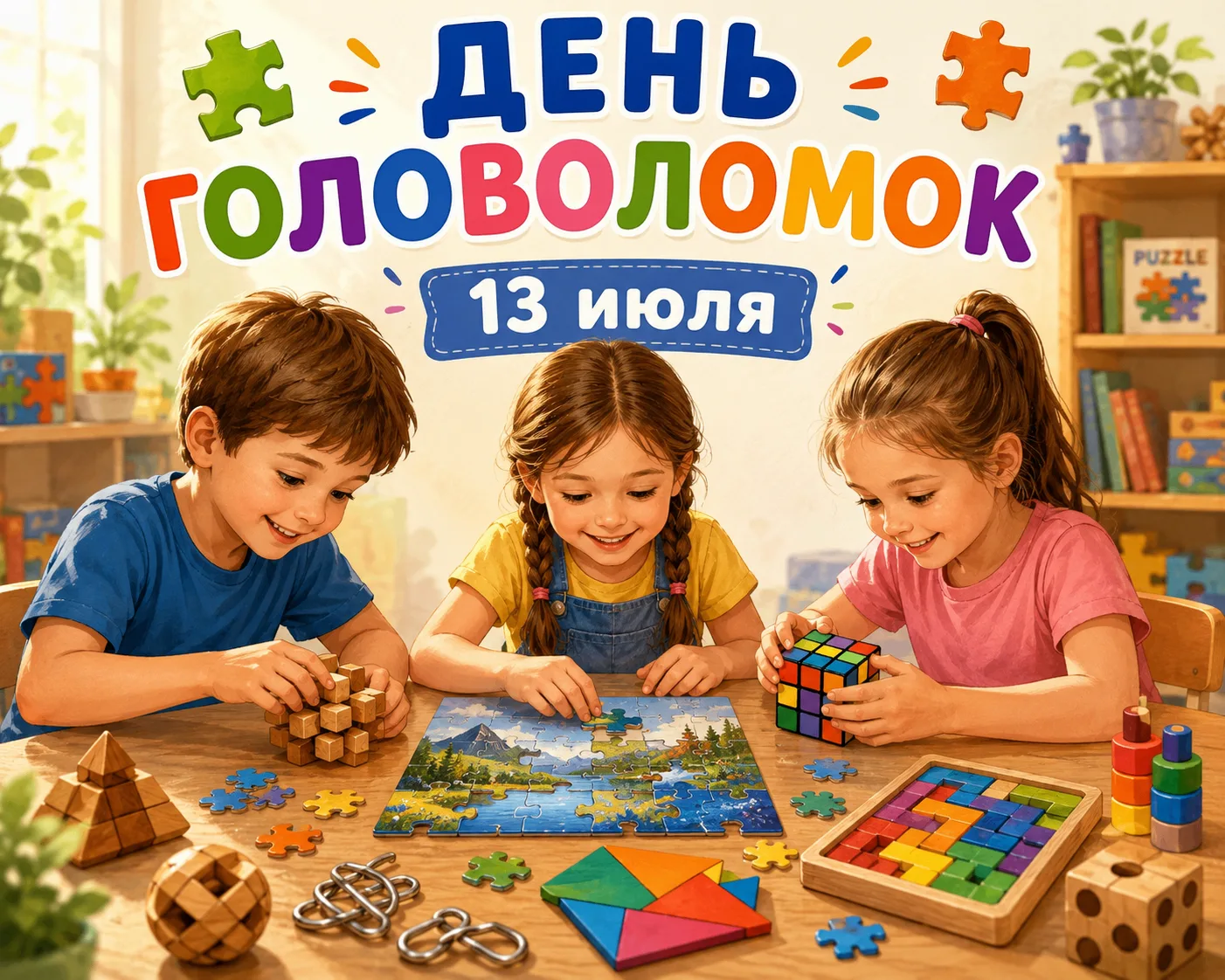 🎉 Международный день головоломок 🎉13 июля мы отмечаем Международный день головоломок! 🧩✨
Головоло