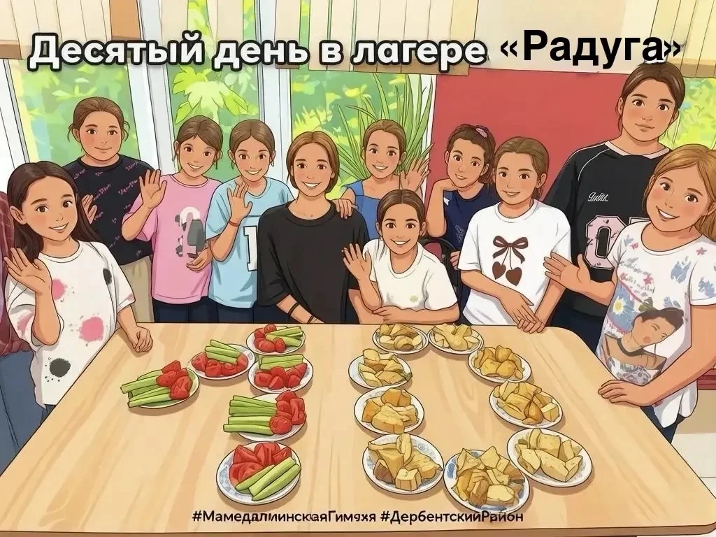 🇷🇺Десятый день в пришкольном лагере «Радуга» при МБОУ «Мамедкалинская гимназия им. М. Алиева» прош