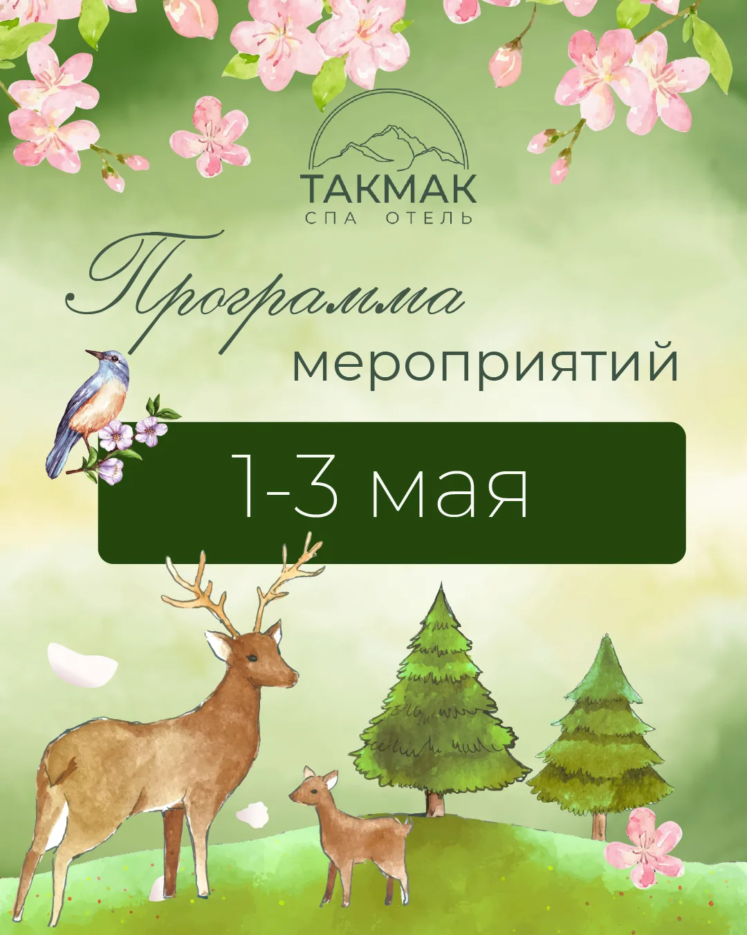 Друзья, рады представить вам программу на майские праздники с 1 по 3 мая 🌸