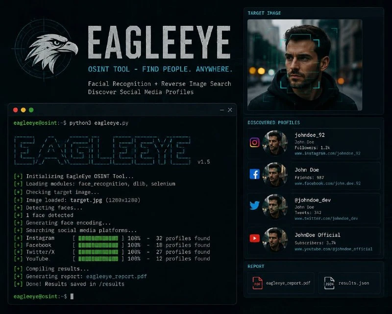 🖥 Репозиторий: EagleEye — поиск профилей человека по фотографии и имени
