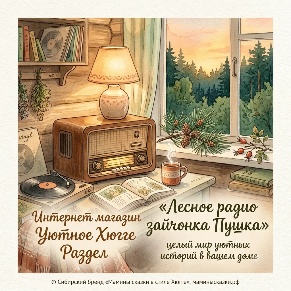 🛍️ Интернет-магазин «Уютное Хюгге»

🐰 Раздел «Лесное радио зайчонка Пушка»: целый мир уютных истор