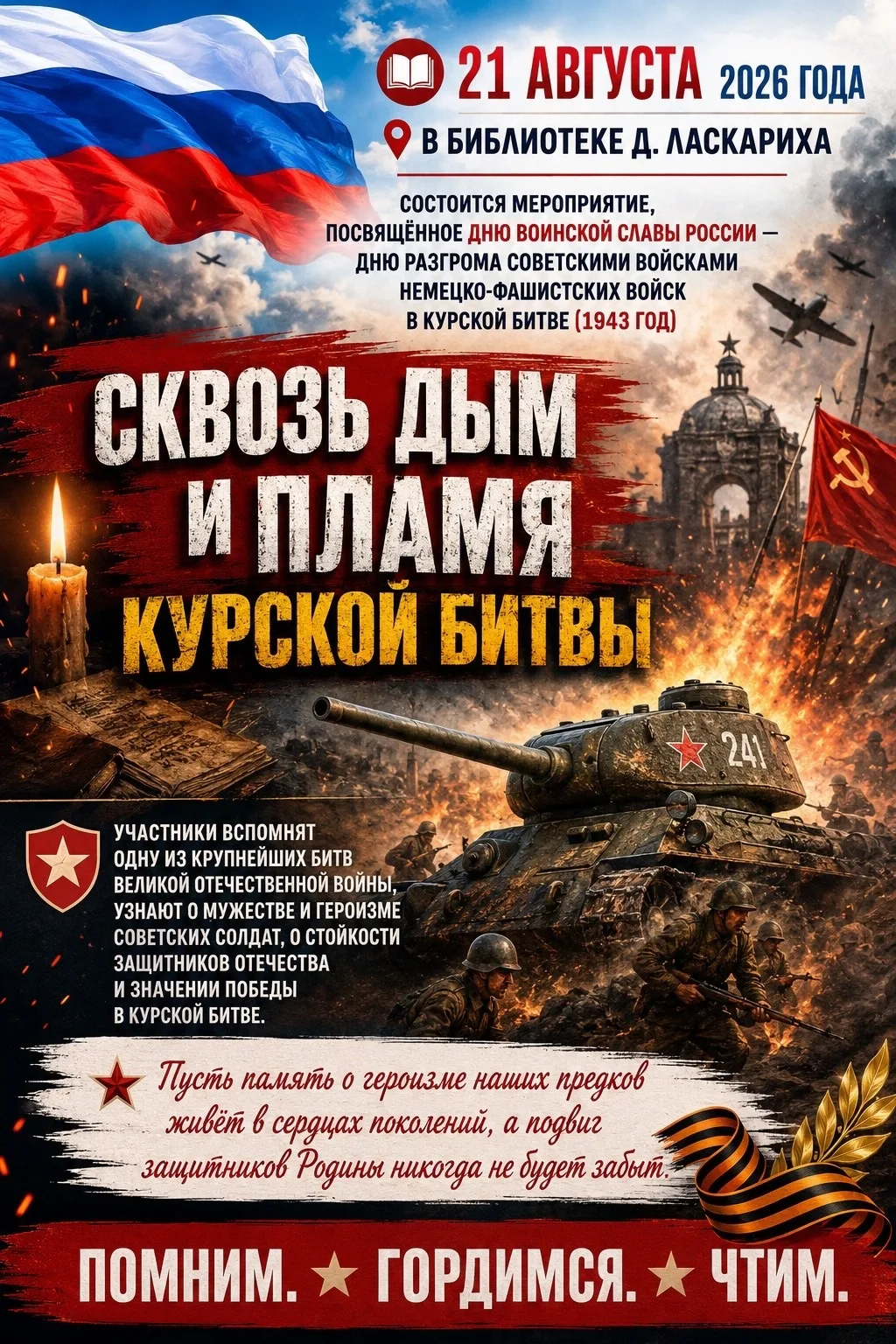 🇷🇺21 августа 2026 года в библиотеке д. Ласкариха состоится мероприятие, посвящённое Д...