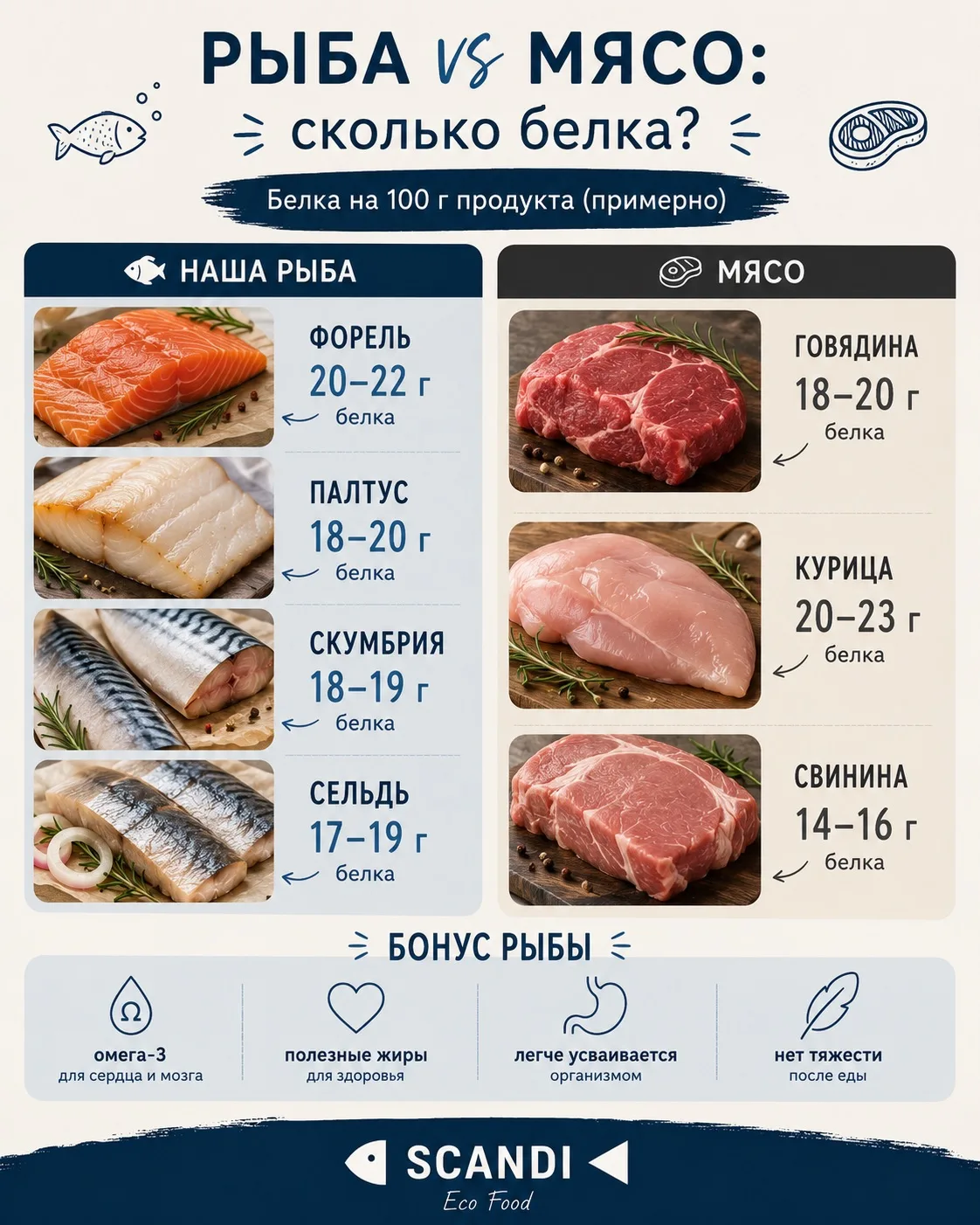 🐟 Сколько белка в нашей рыбе?