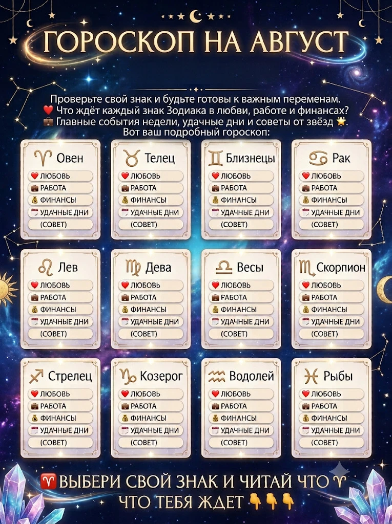 ⚡️🌘 ГОРОСКОП на АВГУСТ - МЕСЯЦ ГОТОВИТ ВСЕМ ИСПЫТАНИЯ...