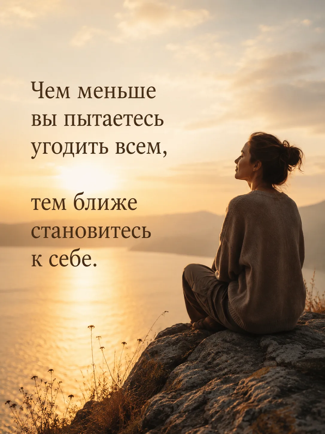 Чем меньше
вы пытаетесь
угодить всем,
тем ближе
становитесь
к себе.

❤ Психология отношений