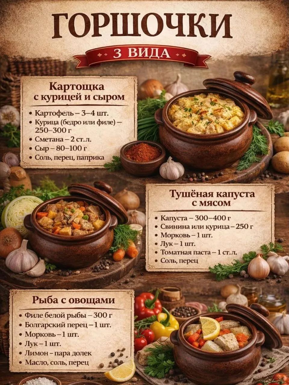 Горшочки в духовке: 3 простых рецепта, которые всегда получаются