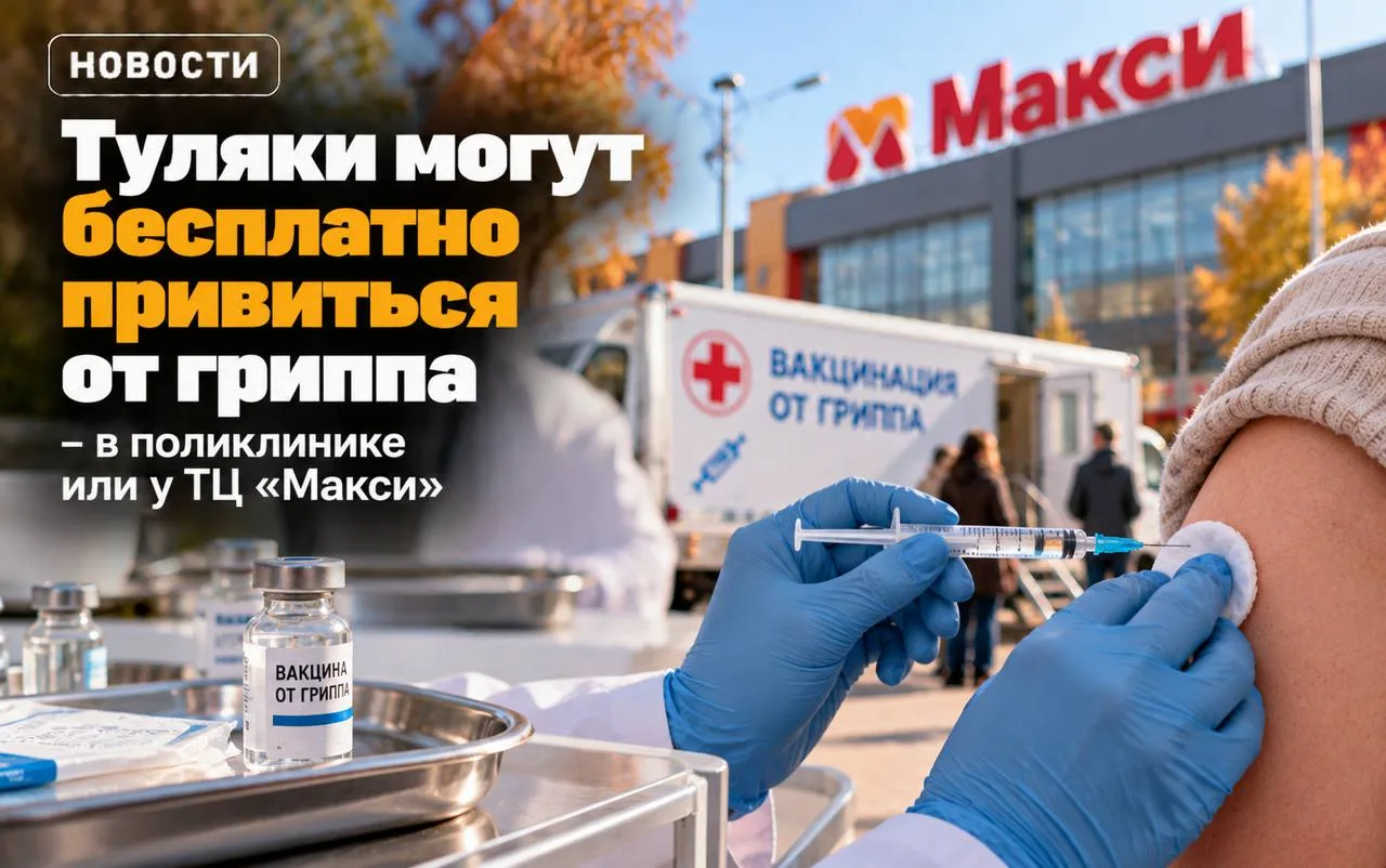 💉 Туляки могут бесплатно привиться от гриппа — в поликлинике или у ТЦ «Макси»