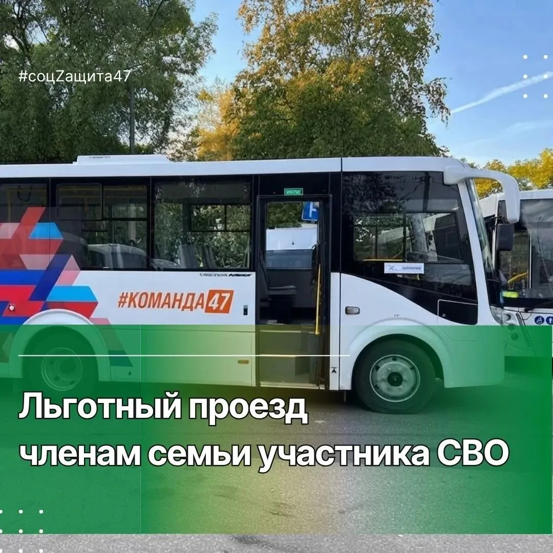 В Ленинградской области членам семей участников СВО предусмотрен льготный проезд на авт...