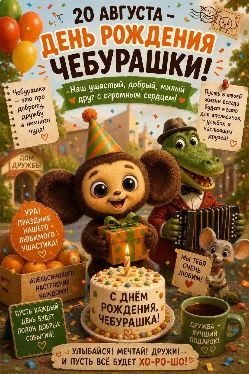 🎈 У кого сегодня праздник? У Чебурашки! 🥳