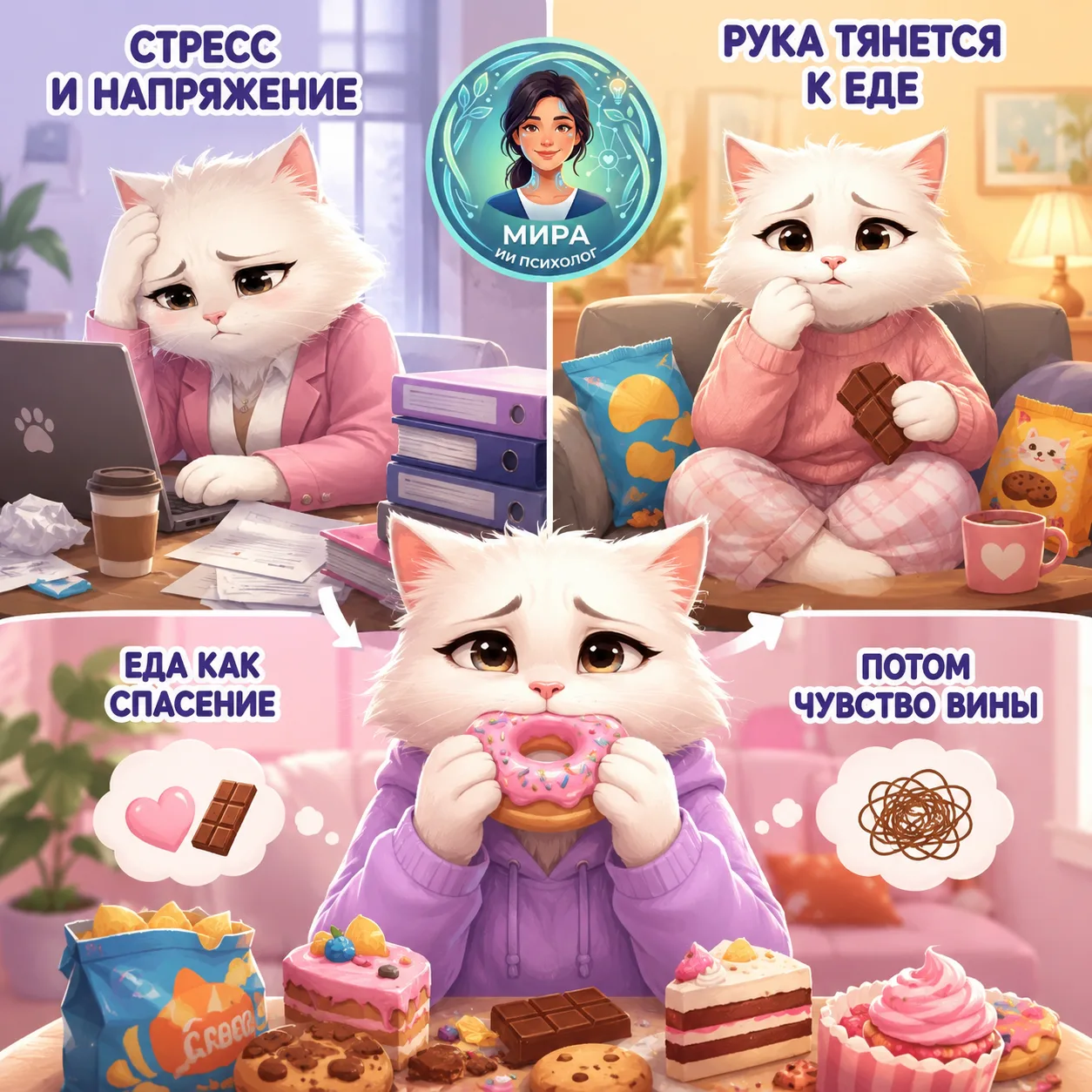 🍫 Как перестать заедать стресс: почему в сложные моменты так тянет к еде? (ЧАСТЬ 1) ✨