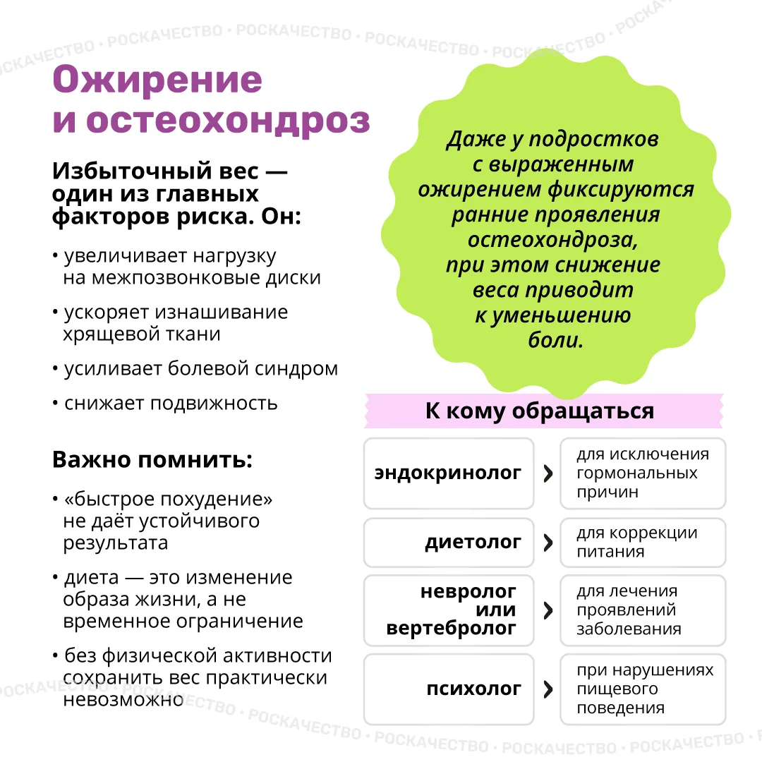 🥗 Остеохондроз: движение, вес и правильное питание  По данным исследований, остеохондроз выявляется 
