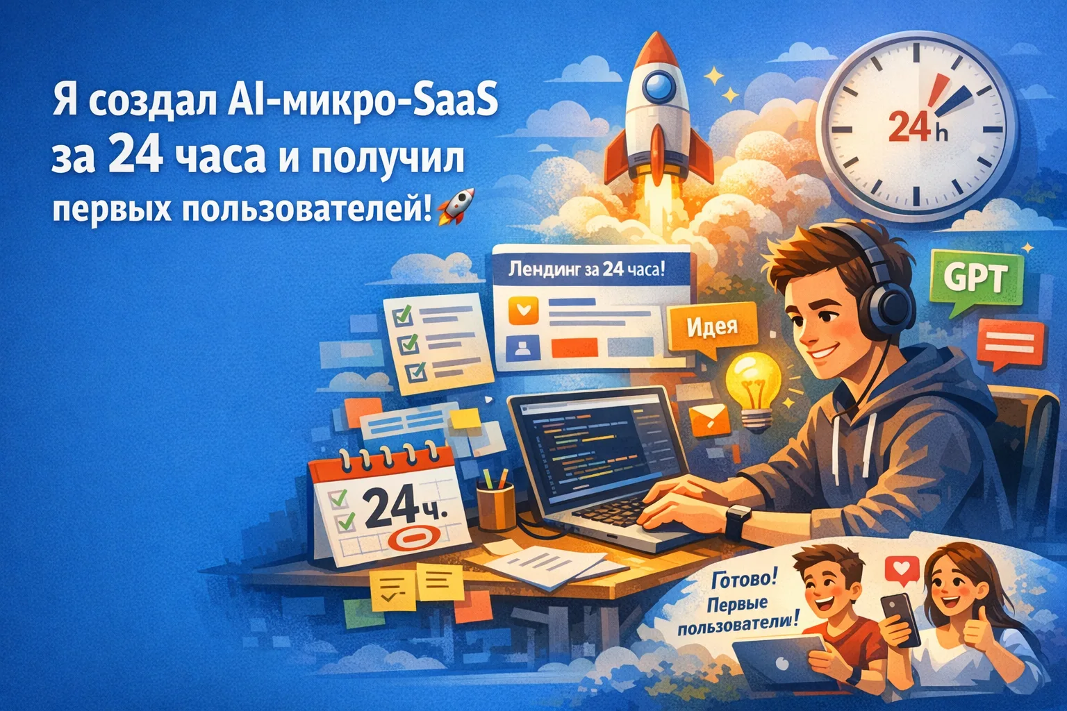 Я собрал AI‑микро‑SaaS с помощью ChatGPT Agents за 24 часа и получил первых пользовател...