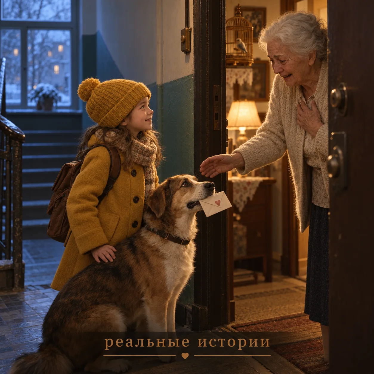 Каждое утро Рада садилась у двери квартиры № 47 и клала рядом маленький бумажный конвер...