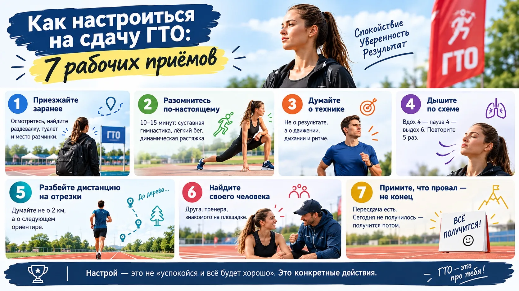 ⁉️ Как настроиться на сдачу ГТО: 7 рабочих приёмов