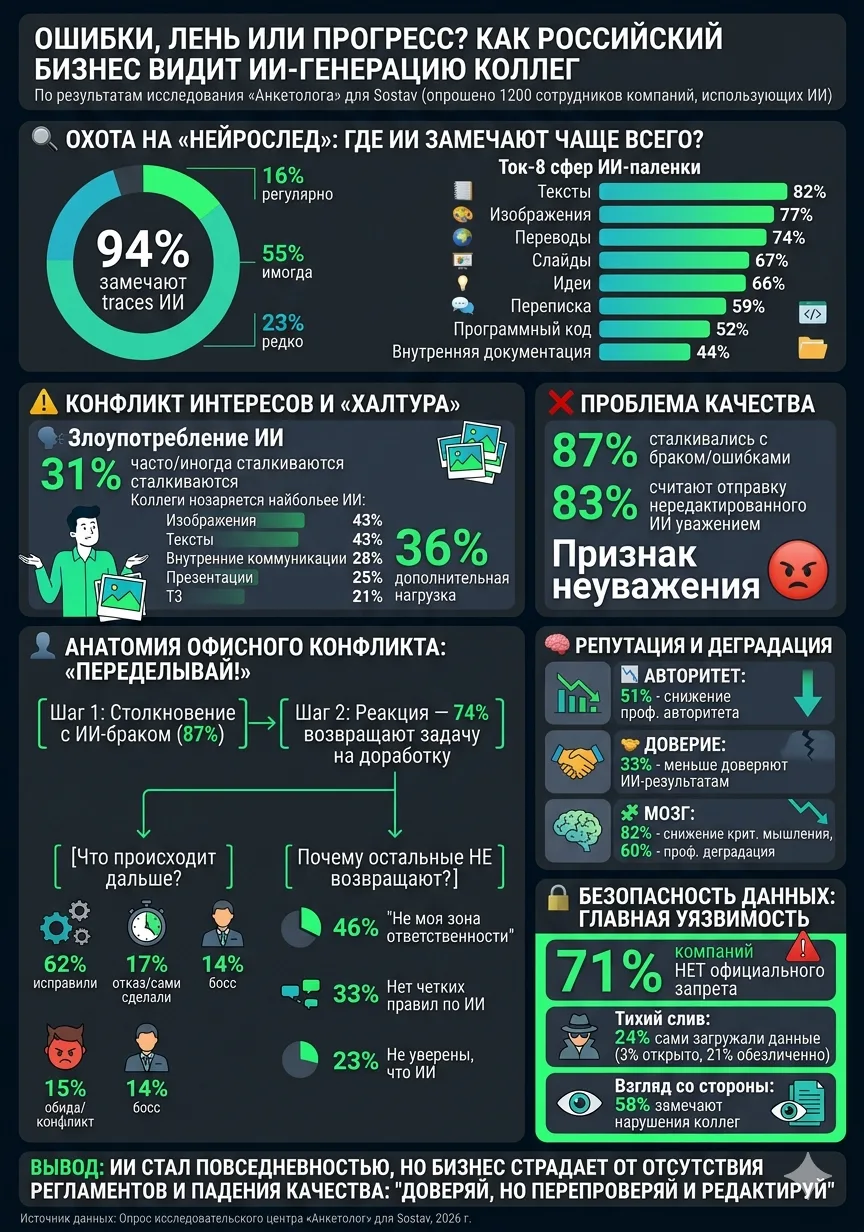 "Анкетолог" провел опрос про ИИ, смотрим на результаты, которые свел и нарисовал ИИ  🫠