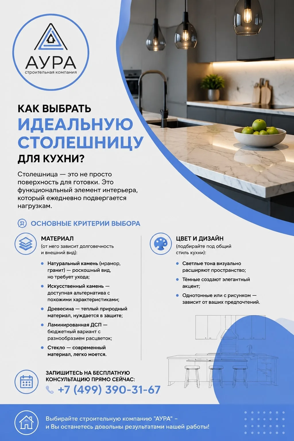 Как выбрать идеальную столешницу для кухни❓