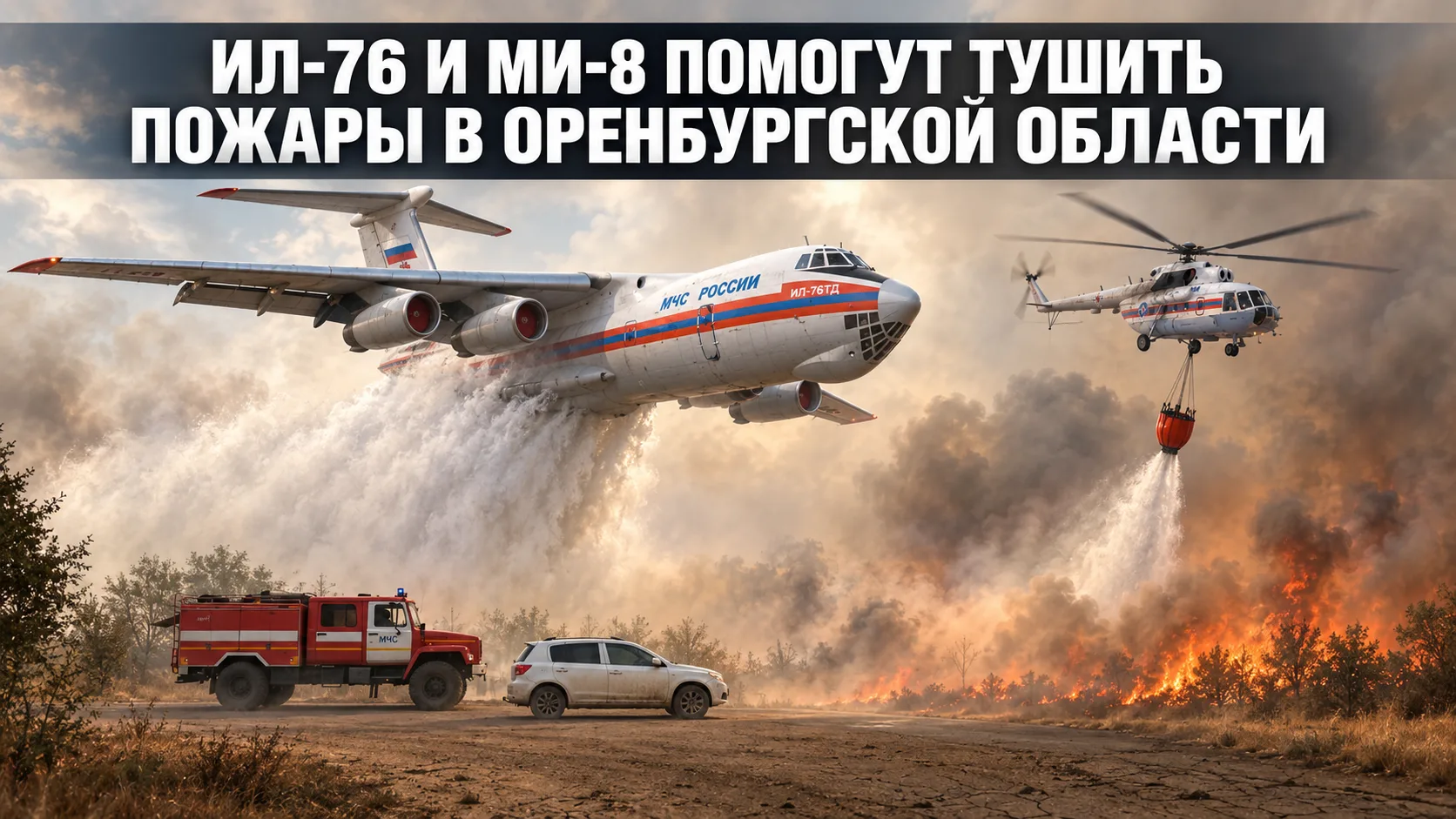 В ОРЕНБУРЖЬЕ К ТУШЕНИЮ ЛАНДШАФТНЫХ ПОЖАРОВ ПРИВЛЕКУТ АВИАЦИЮ
