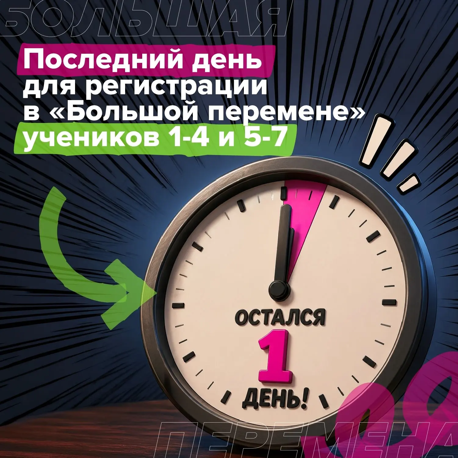 Последний вагон «Большой перемены» со школьниками 1-4 и 5-7 классов отправляется сейчас...