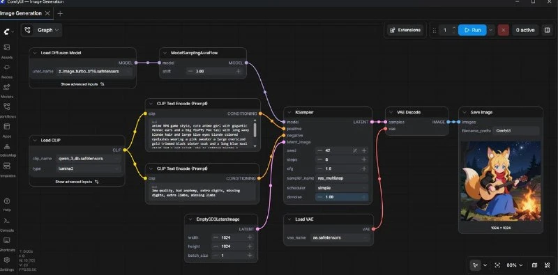 ComfyUI – это модульный интерфейс для генерации изображений с помощью Stable Diffusion, построенный 