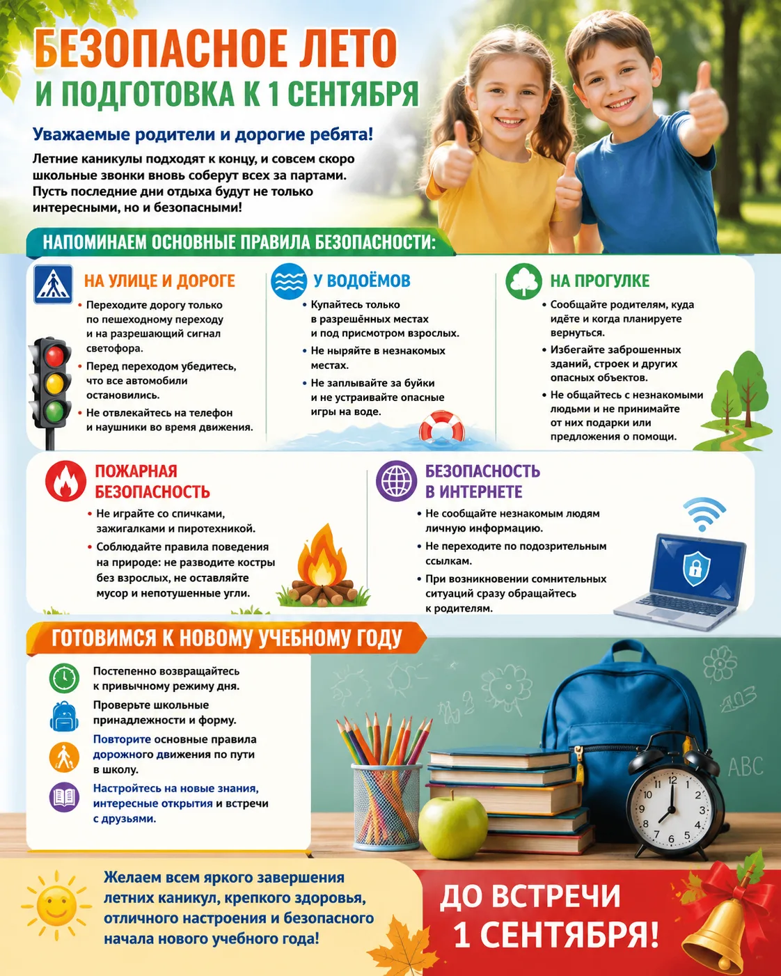 Безопасное лето и подготовка к 1 сентября