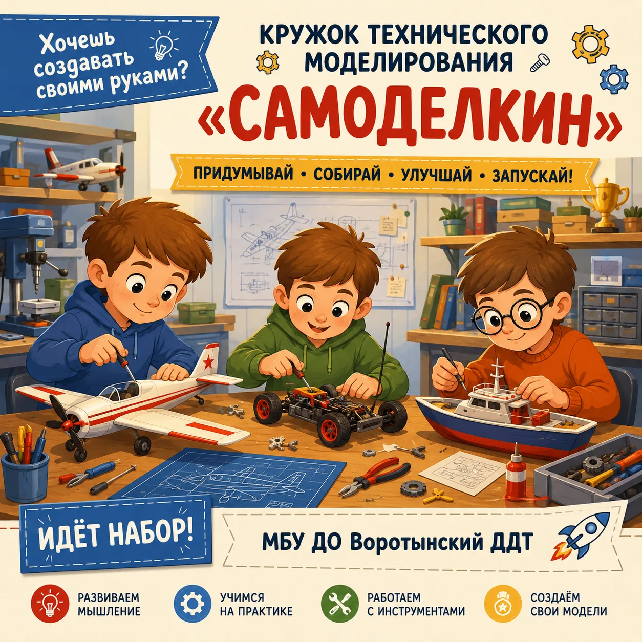🛠 В МБУ ДО Воротынский ДДТ открыт набор в кружок технического моделирования «Самоделки...