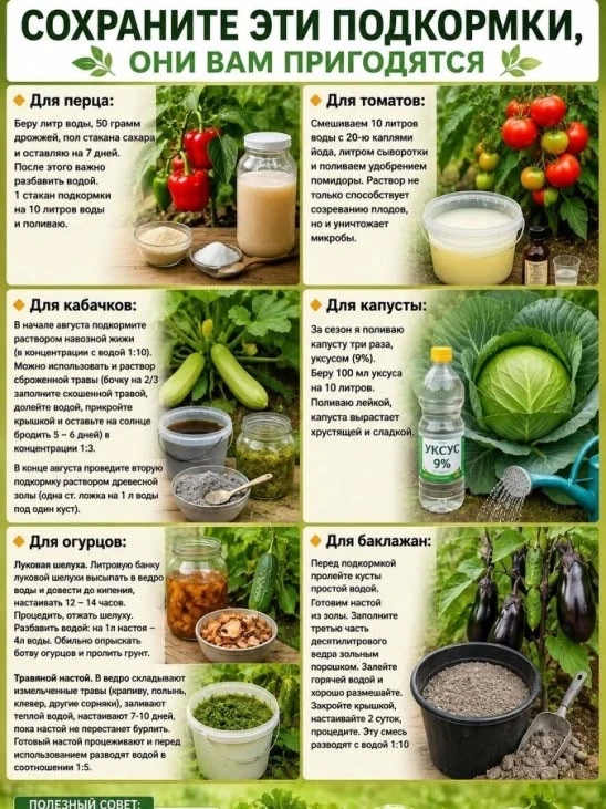 Натуральные подкормки для овощей 🍅🥒
