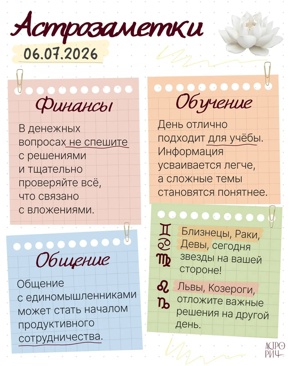Астрозаметки на 6 июля