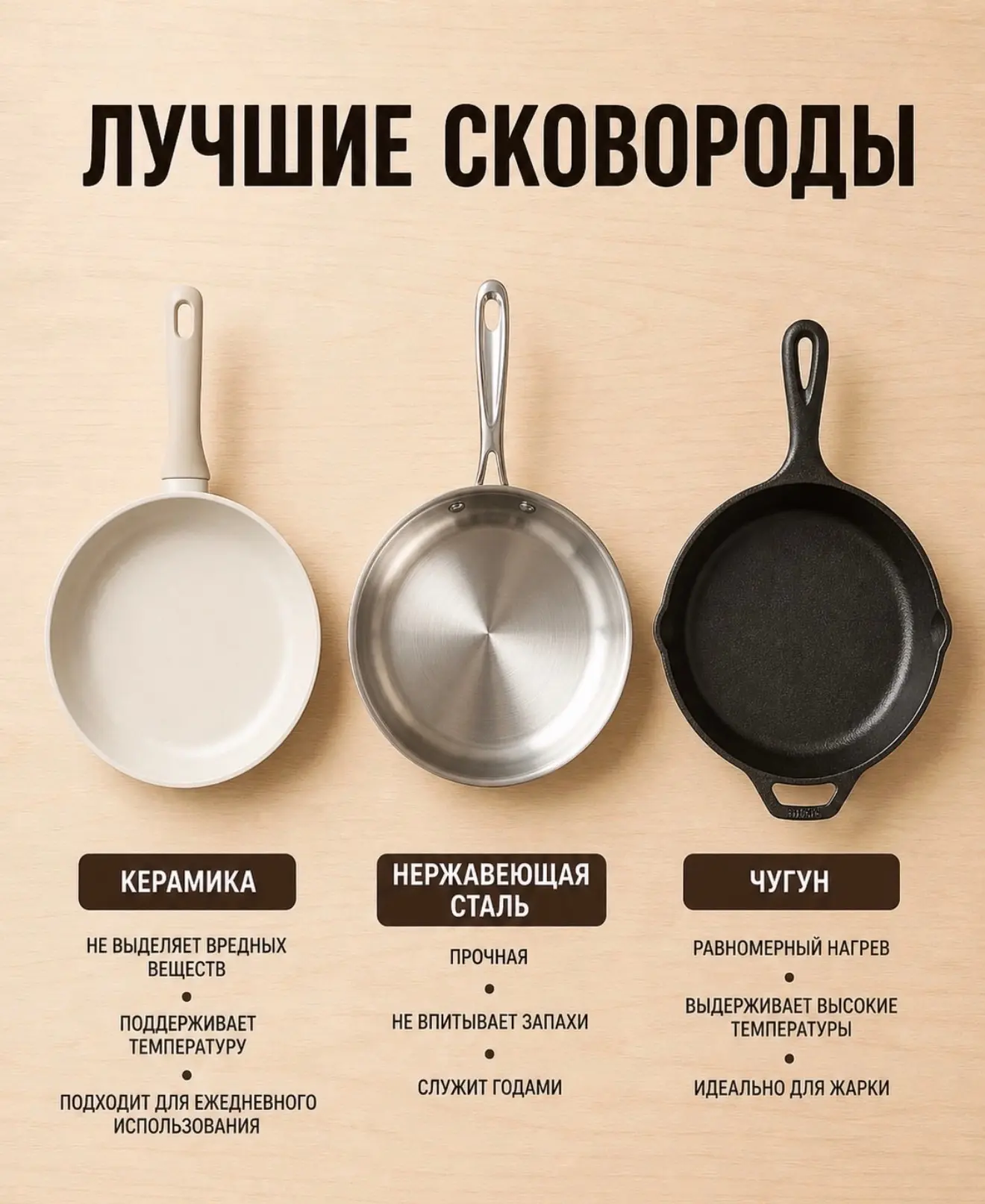 Сковорода это не просто посуда от неё зависит и вкус и сам процесс готовки.  часто ориентируются на 