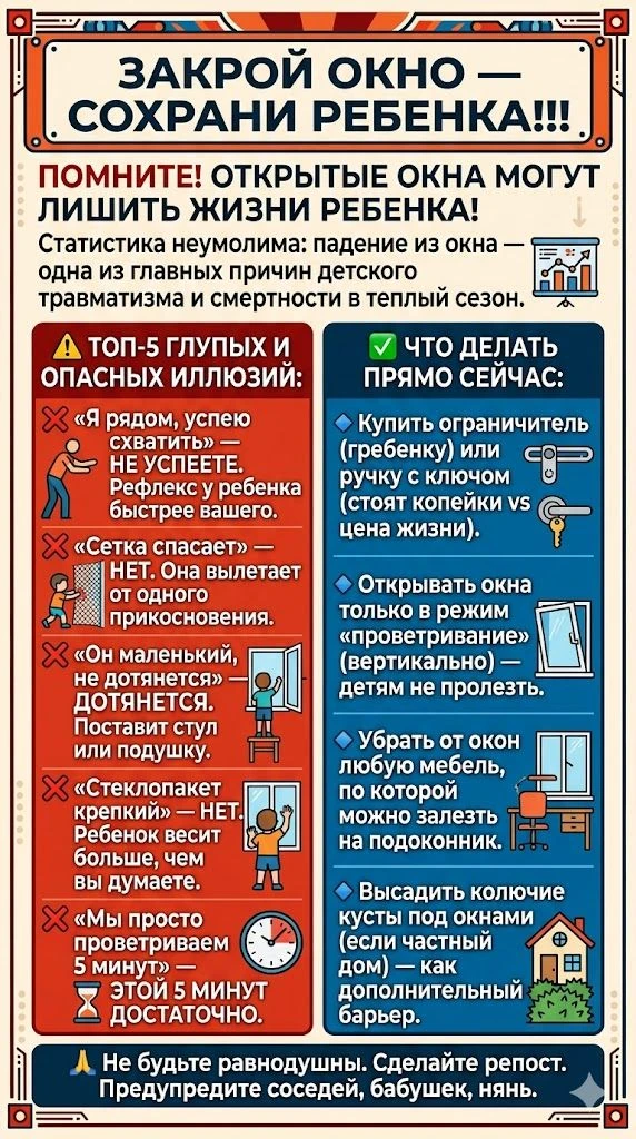 ❗️❗️❗️ЗАКРОЙ ОКНО — СОХРАНИ РЕБЕНКА!!!
