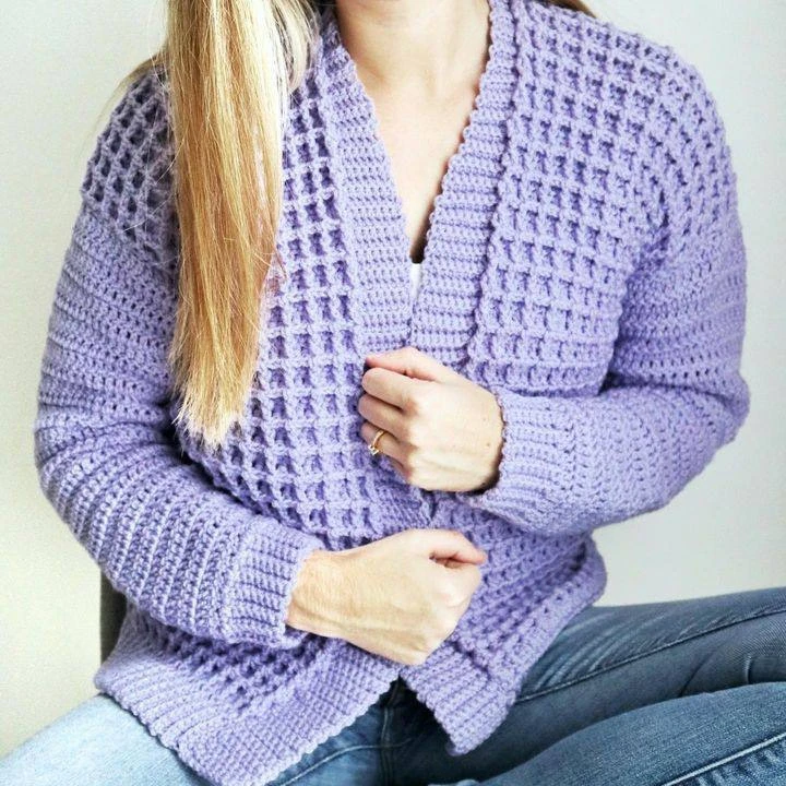 Жакеты вафельным узором крючком. Схема вязания 
🧶🧶🧶