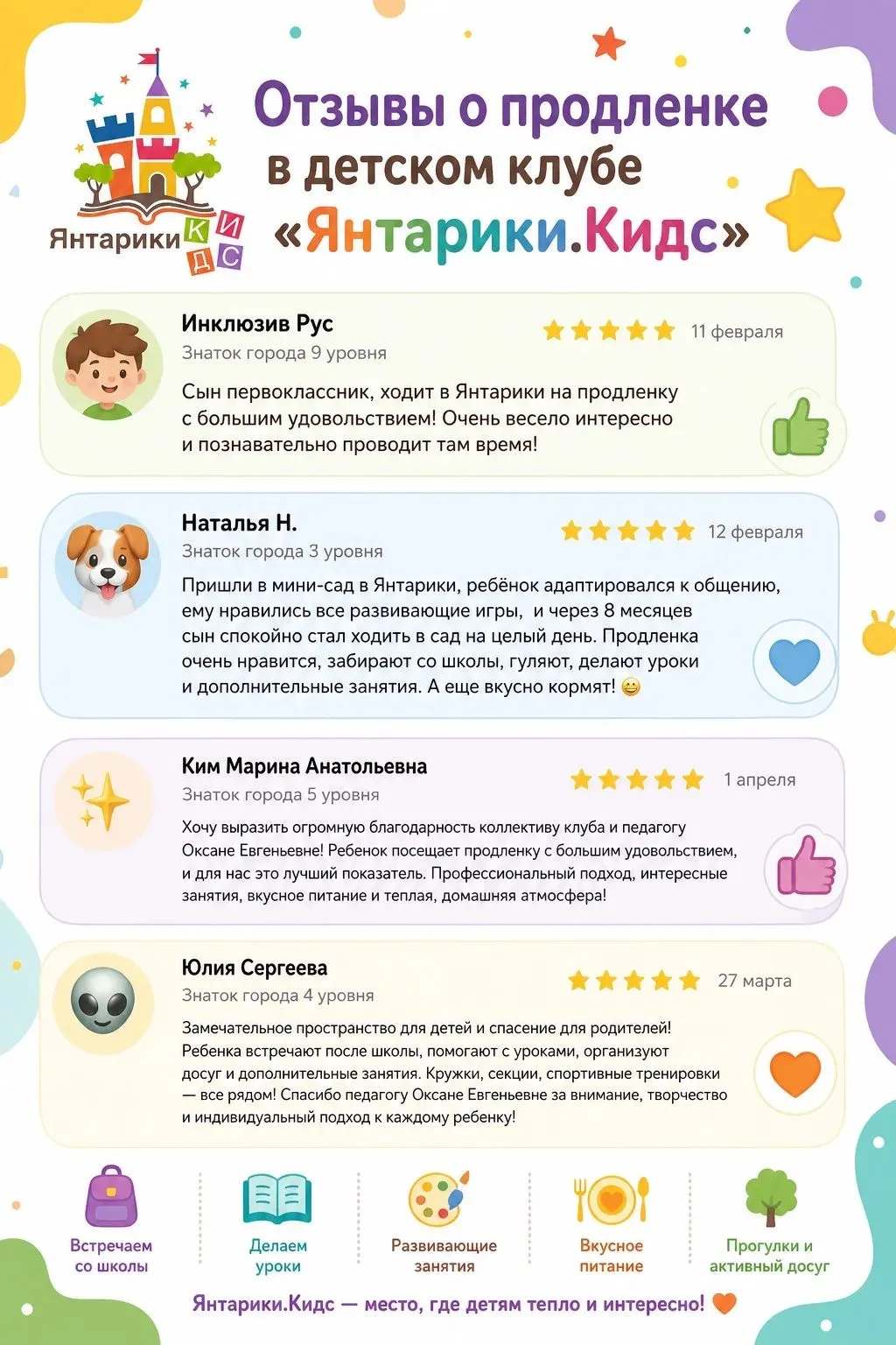 Наша продленка работает уже не первый год, и отзывы всегда положительные💕