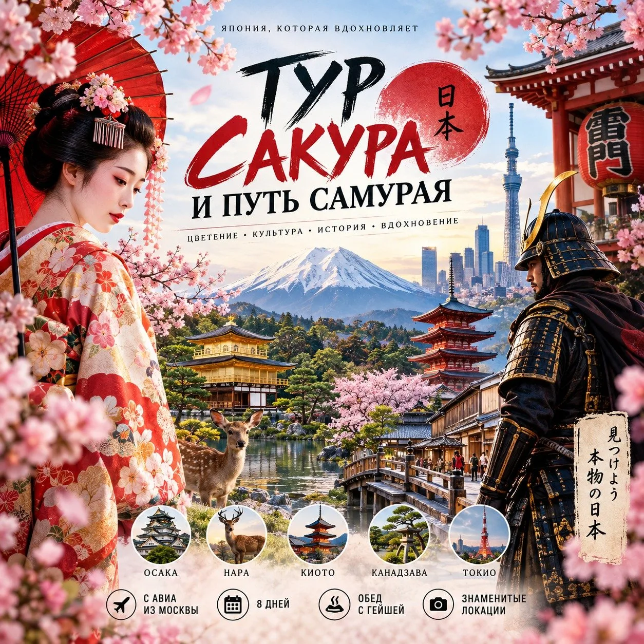ОТ 4095$/ЧЕЛ ТУР САКУРА И ПУТЬ САМУРАЯ • 8 ДНЕЙ • С АВИА • (CT51 )