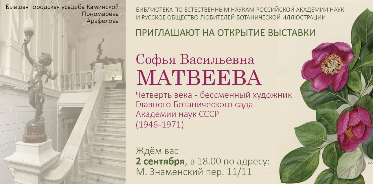 🌿25 августа в главном здании БЕН РАН начала работу выставка «Софья Васильевна Матвеева...