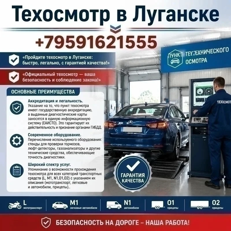 «Пройдите техосмотр в Луганске: быстро, легально, с гарантией качества!»
«Официальный техосмотр — ва