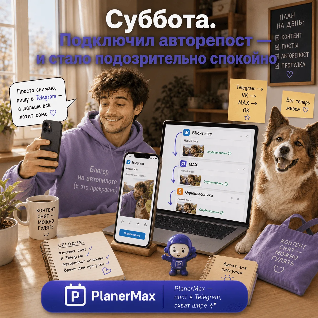 Суббота.
Блогер открыл страшную тайну: можно просто жить 😌

Пост вышел в Telegram.

Авторепост сам 