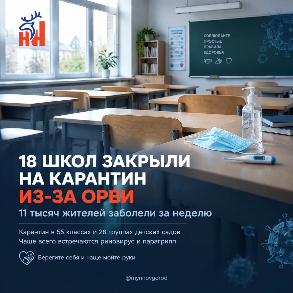 🚨 18 школ Нижегородской области частично закрыли на карантин из-за ОРВИ