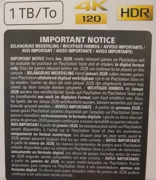 На коробках PS5 начали печатать предупреждение об отказе Sony от дисков